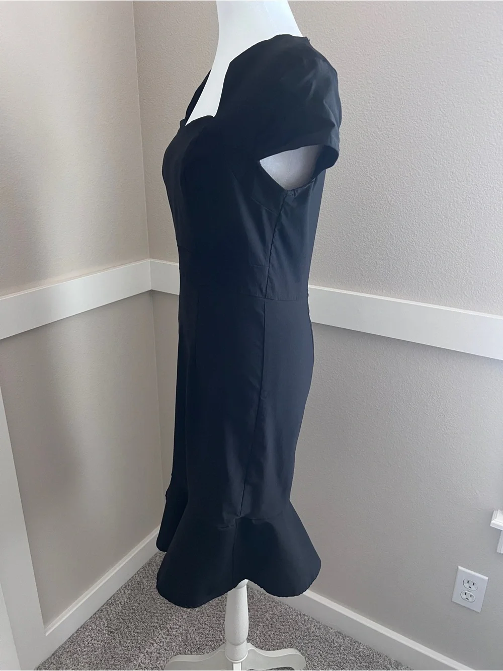 Grace Karin Vintage Black Cap Sleeve Sweetheart Neck Dress - Size Large